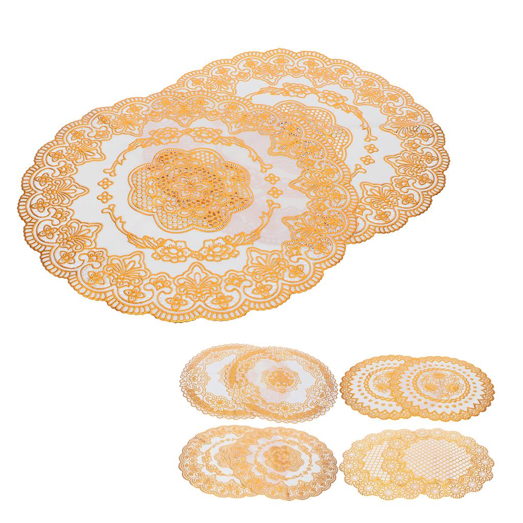 2PCS 38x38cm Table Mats PVC Gold Placemats Cup Mat Coaster for Wedding Party Supplies