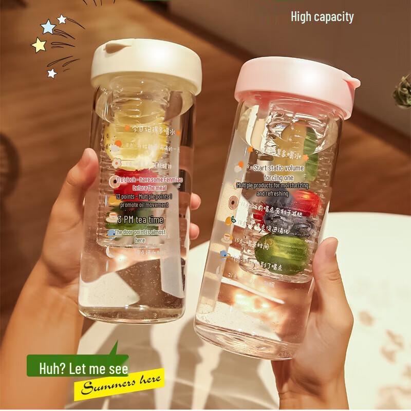 Tianxi Portable INS Style 500ml Glass Cup with Straw