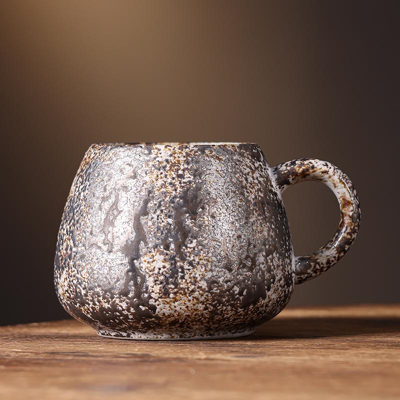 Kapaklı Kaba Çömlek Kupa Büyük kapasiteli 1000ml ev tipi su bardağı Seramik ofis göbekli kupa Kahve fincanı