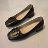 Fashion temperament single shoes women's spring and autumn new square head light mouth thick heel versatile shoes low heel small leather shoes