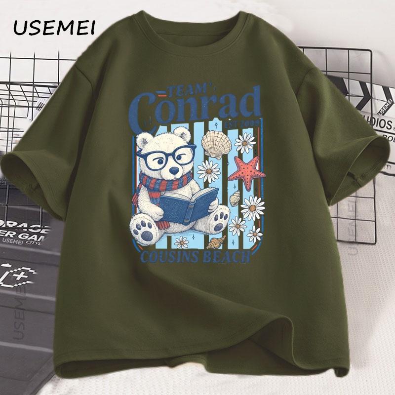 Team Conrad Junior Mint Bear T Shirt Summer Beach Tee Men Women Loose Cotton Short Sleeve T-shirt Crewneck Tshirt Breathable