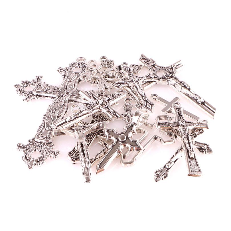 15pcs Crosses Charms Pendant Alloy Cross Metal Antique Silver Color Pendants Making DIY Handmade Jewelry Components Accessories