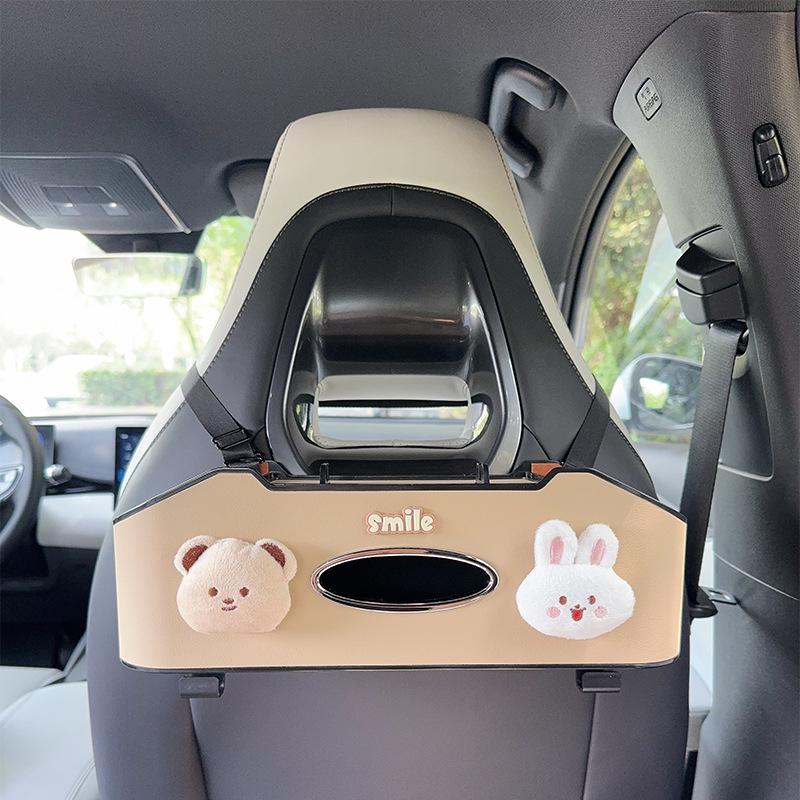 Aufbewahrungsbox für die Rücksitzlehne mit Taschentuchhalter & Getränkehalter - Multifunktionaler Organizer