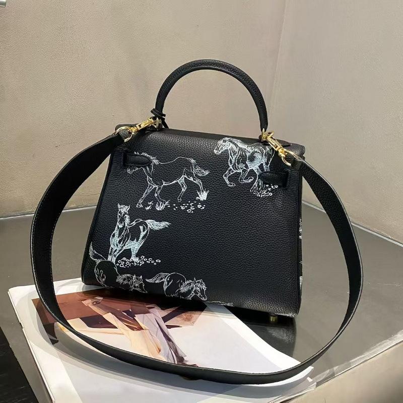 2026 neue Leder-Damenhandtasche Rindsleder erste Schicht Togo weiches Leder Pegasus beschichtete Ententasche grenzüberschreitender Großhandel