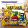 Custom Name M&M's Celebration Bedding,Quilt Set Quilt Cover Pillowcase Home Birthday Gift (1 * Duvet Cover + 2 * Pillowcase, Without Core)