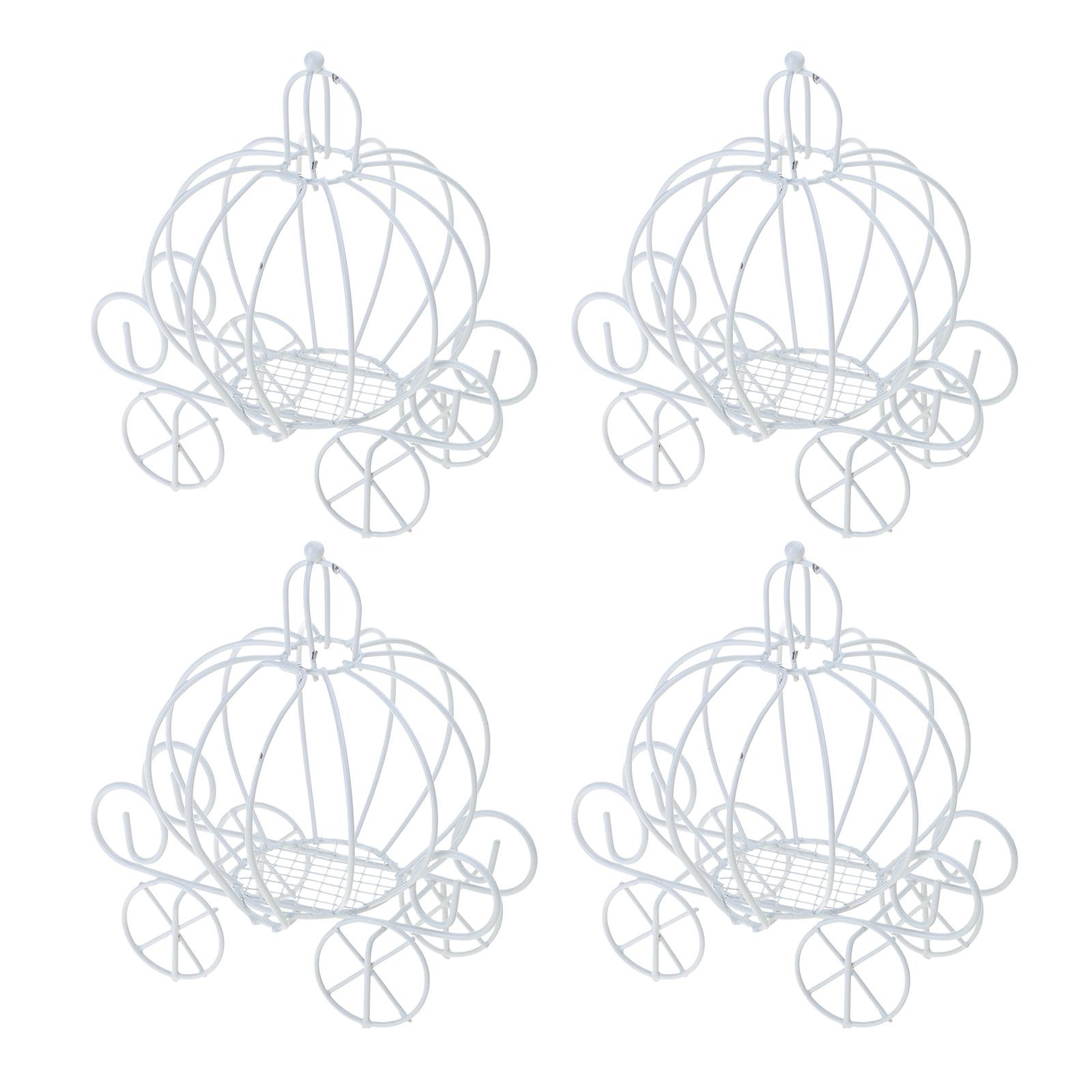 

4pcs Chocolate Box Classical White Iron Wedding Favor Boxes For Party Easy To Assemble Pumpkin Carriage Shape Holder