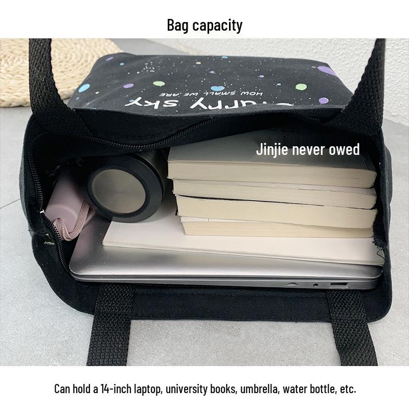 Spring/Summer Canvas Tote Bag: Japanese-Korean Style, Large Capacity, Versatile for Students and Everyday Use