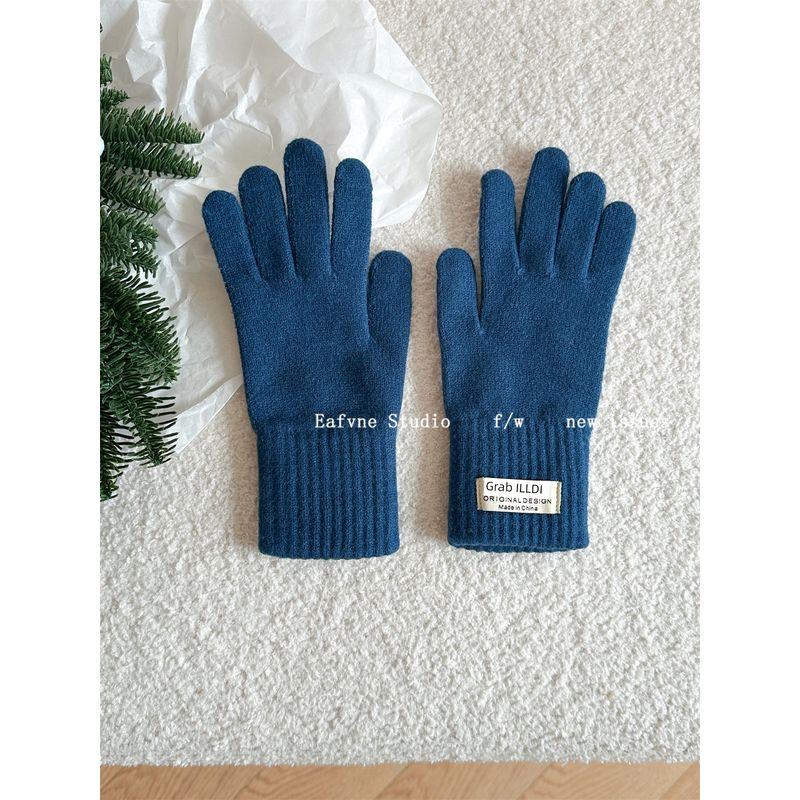 

Open Finger Touch Screen Wool Blended Gloves Women s Anti-Freezing Winter Warm Wool Knitting Cycling Women s Cold-Proof Finger Deep Sea Blue All yards