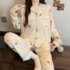 Japanese girl cartoon full print pajamas women's spring and autumn long-sleeved thin comfortable loungewear suit real shot