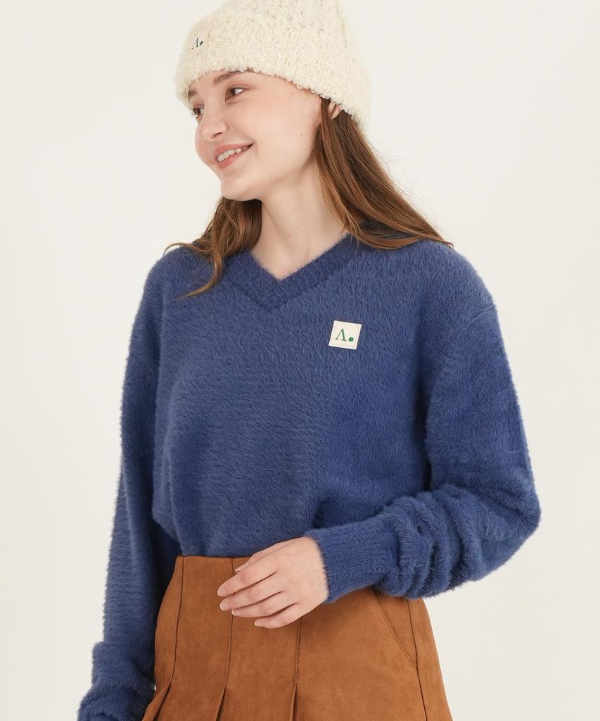 THE-ABON Mohair Oversized V-Neck Knit Gray