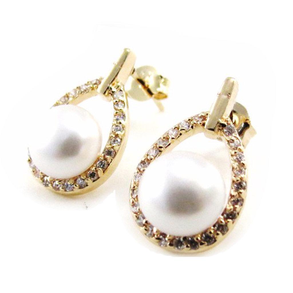 Les Trésors De Lily [J0194] - BO Gold Plated 'Sissi' White Gold - 18x10 Mm