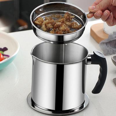 Stainless Steel 1.8L 304 Oil Filter Bacon Grease Filter Jar Container Water Tank Large Capacity Storage Kitchen Cooking Tools
