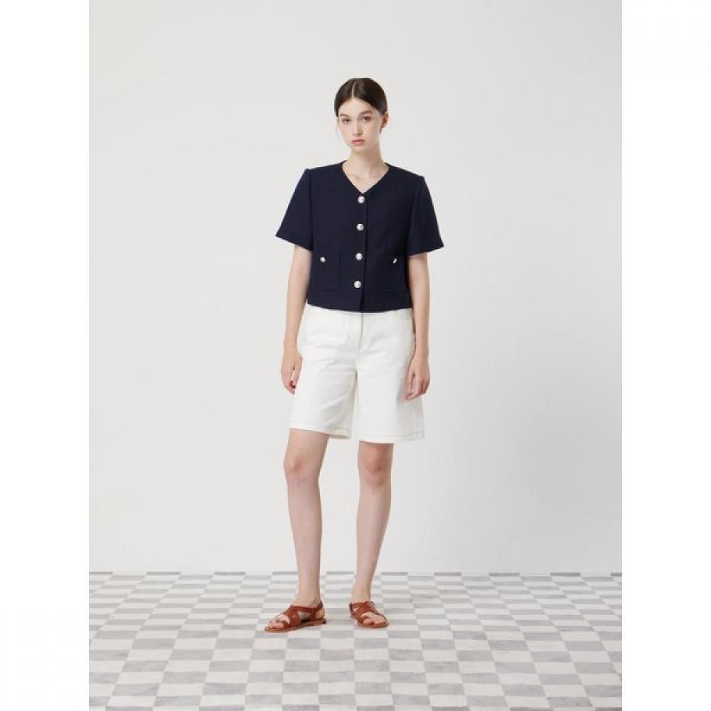 Cc Collect Half Sleeve Crop Tweed Jacket C252msf138