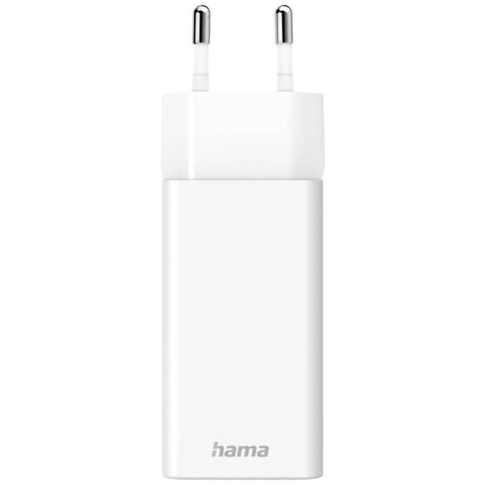 Chargeur USB HAMA GaN 65W 00201643 - 2 X USB-A, USB-C - Courant De Sortie 3000 mA - Blanc