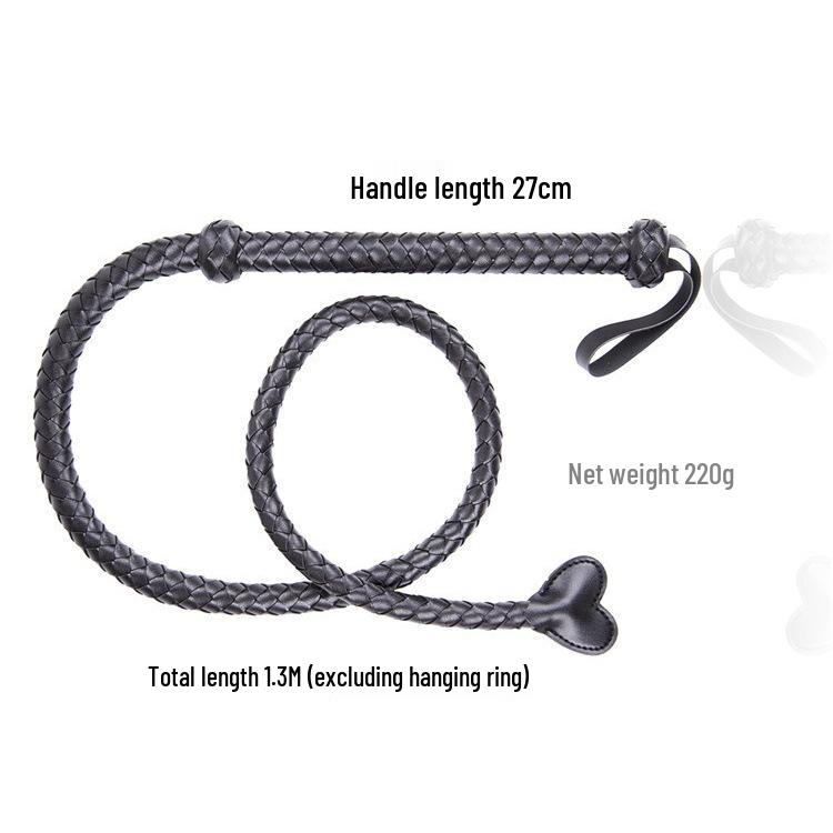 Heart-Shaped Black Leather Whip: Adult SM Training Tool for Women