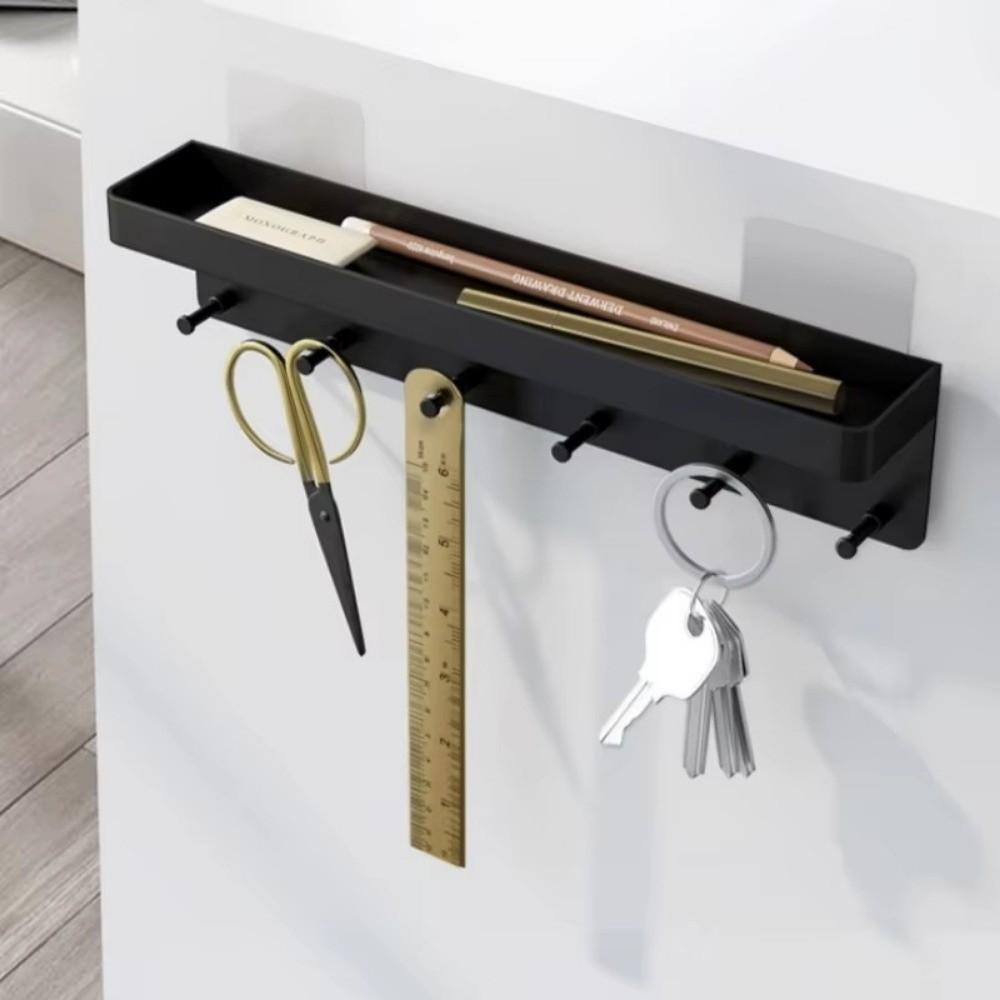 Wall Mounted Key Holder with 6 Hooks Shelf Organizer New Tableware Hanger  Wall Decor