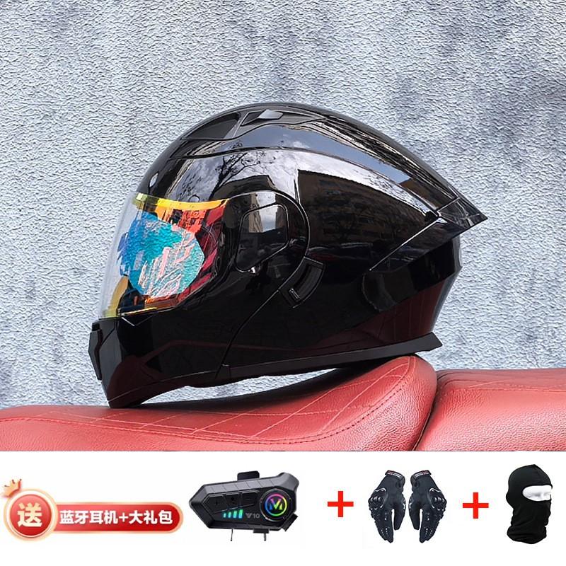 Modular Flip-Up Motorcycle Helmet With Dual Visors Bluetooth Intercom ABS Shell All-Season Unisex Adult Size M-XXL
