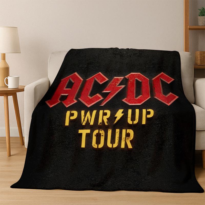 

3D Мультяшное Фланелевое Одеяло с Изображением Рок-Группы ACDC Мягкое Теплое Одеяло Плед для Спальни Гостиной Кровати Путешествий Кемпинга Пикника Подарок 75x90cm