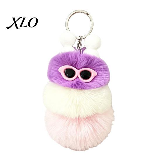 Caterpillar Plush Keychain Sunglasses Keychain, Soft Backpack Purse Charm Bag Charm, Colorful Stuffed Keyring Pendant