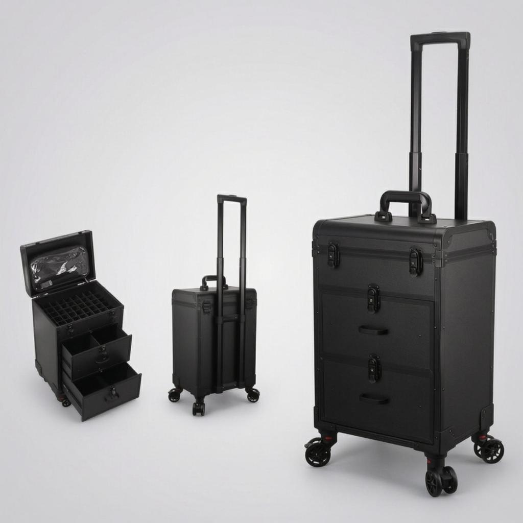 Rolling Makeup Container Portable with Drawers Long-Lasting