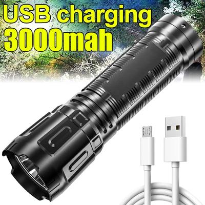 Linterna Ultrabrillante de 3000 mAh ABS Luz Fuerte Enfoque Luz de Flash LED Recargable Zoom Xenon Fuerzas Exterior Antorcha Multifunción