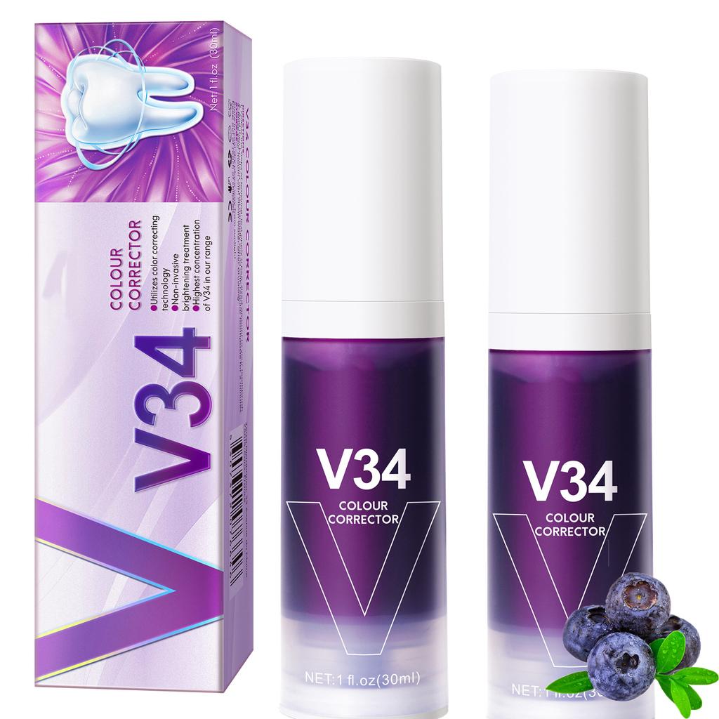 V34 Tooth Colour Corrector Purple Teeth Whitening Tooth Stain Removal Teeth Whitening Booster Purple Toothpaste