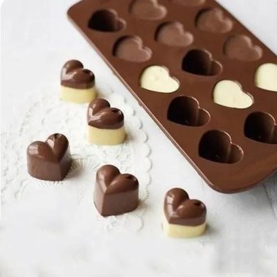 15 Grids Heart Shape Silicone Chocolate Mold, DIY Cake Accessories, Kitchen Ice Cubes Biscuit Pastry Manual Baking Mold, Gift For Valentine's Day