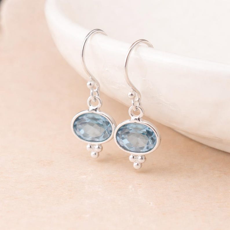Blue Topaz Gemstone 925 Silver Handmade Designer Earring Drop Earring Gift For Her Statement Earrings