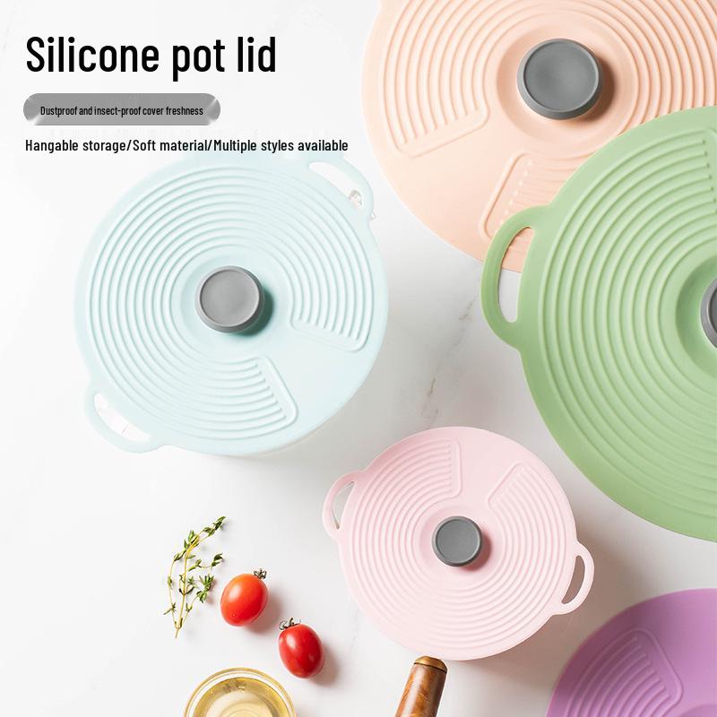 Dual-Color Silicone Sealing Lid for Kitchen: Fresh-Keeping, Anti-Slip, Anti-Overflow, and Oil-Proof.