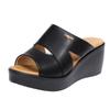 Leather Slippers Women Thick Soled Platform High Slope Heel Slippers Female Korean One-word Slippers Summer