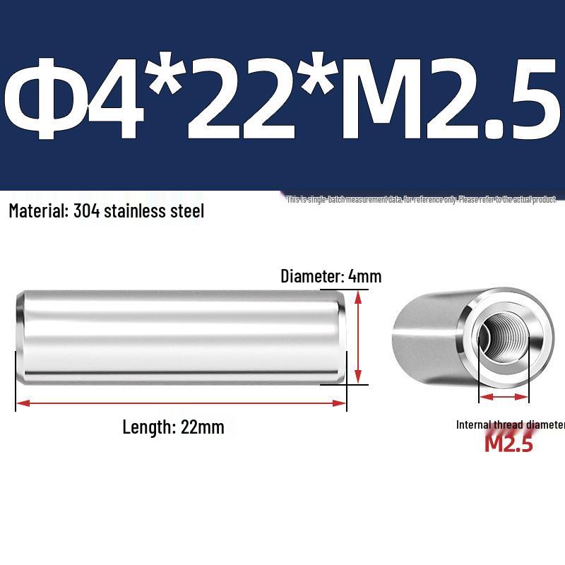 Pin Cilindric din Oțel Inoxidabil 304 cu Filet Interior M4/M6/M8 și Orificiu - Coloană de Suport și Ghidare