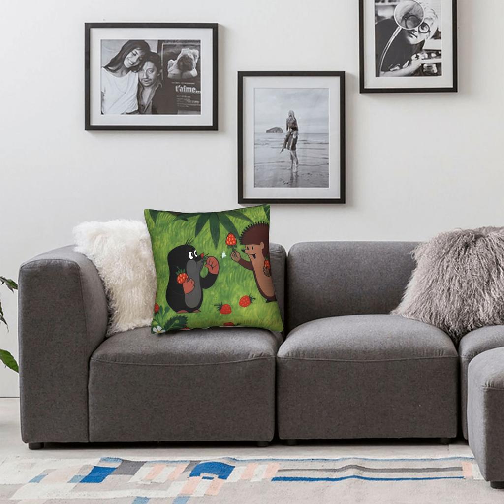 Der kleine Maulwurf und Freunde Kissenbezug Lustiger Kissenbezug für Sofa Schlafzimmer Heimdeko Weiche Kissenbezüge Geschenk