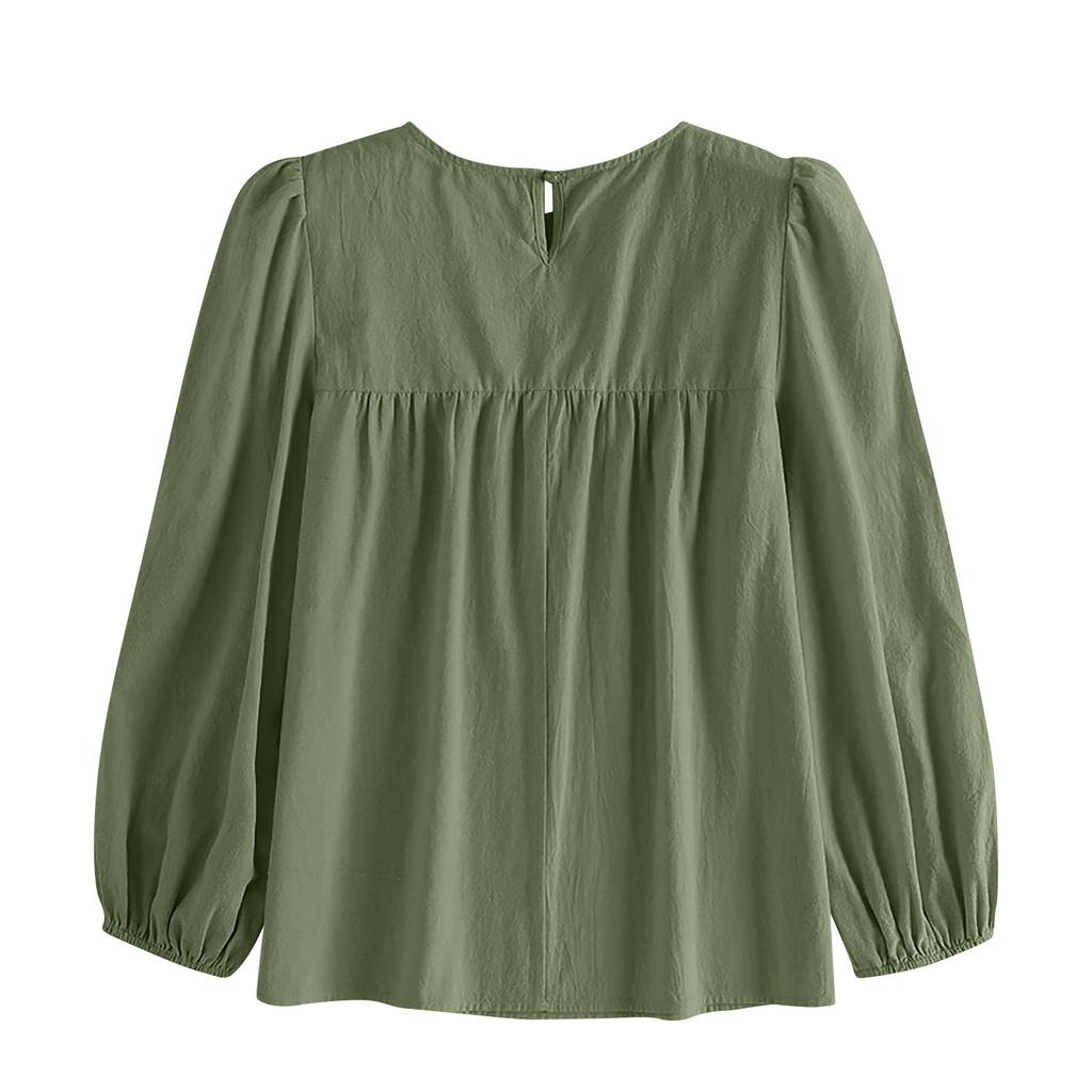 Women's Color Loose Round Neck Plus Size Shirt