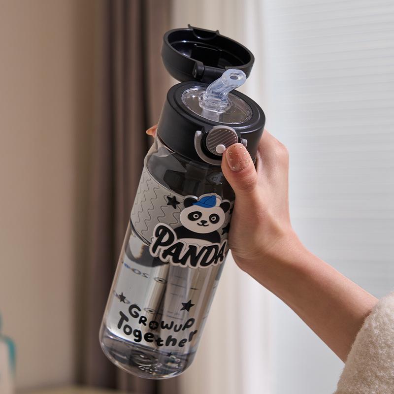 Water bottle cartoon new summer high value straw water cup boys and girls students outdoor portable children cute plastic cup