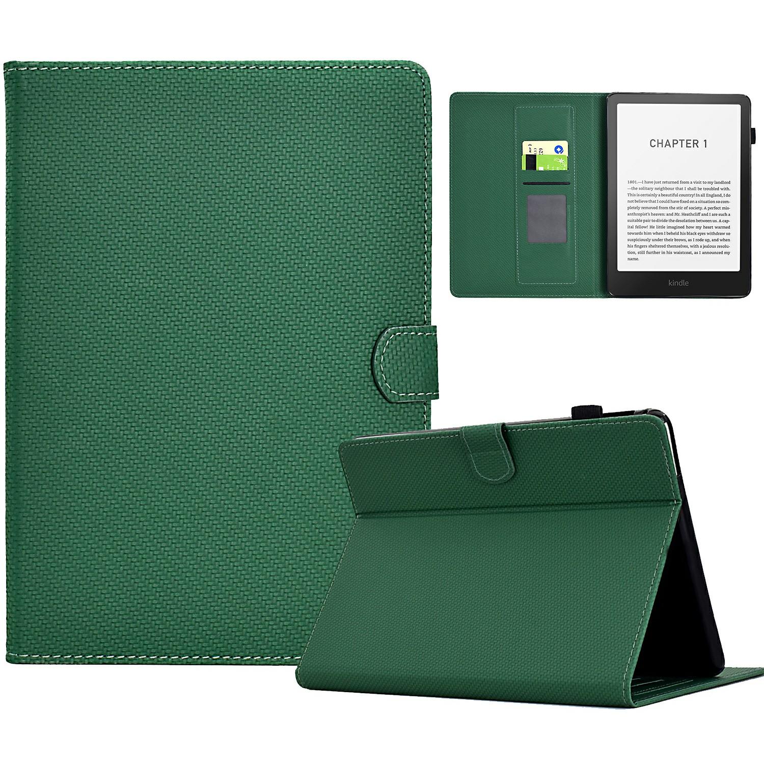 

Для Amazon Kindle Paperwhite (2024) Чохол Текстура Карбонове волокно PU Шкіряна Обкладинка Підставка Перегляд Green