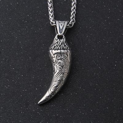 Nórsky vikingský náhrdelník s vlčími zubami Odina pre mužov, amulet z nehrdzavejúcej ocele, šperky