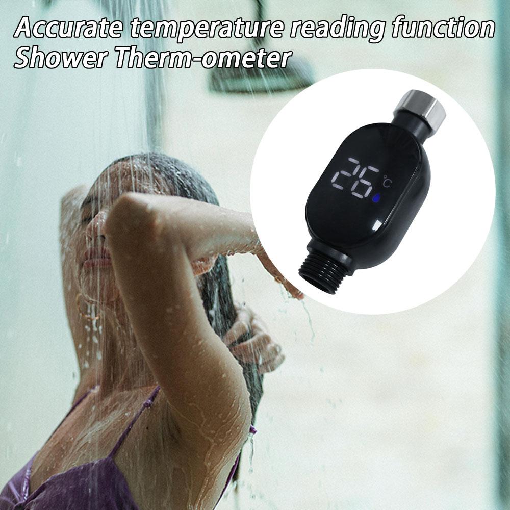 Stainless-Steel LED Display Thermometer Precise Measurement Shower Thermometer Faucet Installation