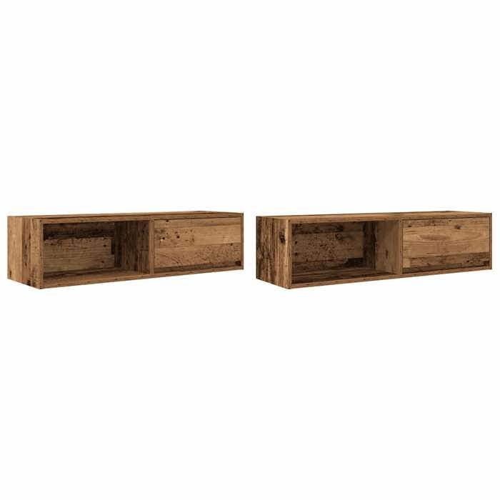 VidaXL TV Furniture 2 Pcs Old Wood 100x31x25.5 Cm Engineered Wood, TV Bench, Hi-fi Cabinet, Entertainment Center, Buffet 861487
