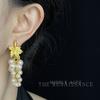 French Retro Court Style Handmade Glass Pearl Fringed Earrings Gentle Temperament Grape Leaf Design Earrings