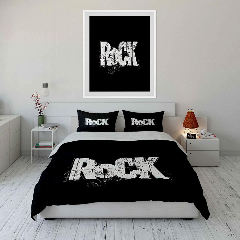 Grunge Rock Typography Design Bedding Duvet Cover Set Duvet Cover Pillowcases (1*Duvet Cover 2*Pillowcases, Without Duvet Insert)