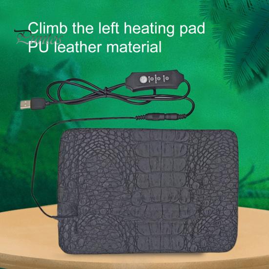 Pet Heating Mat 3 Gears Temperature Adjustment Rectangle Anti-scratch Climbing Cushion Warming Pad Electric Faux Leather Warm Reptile Accessories