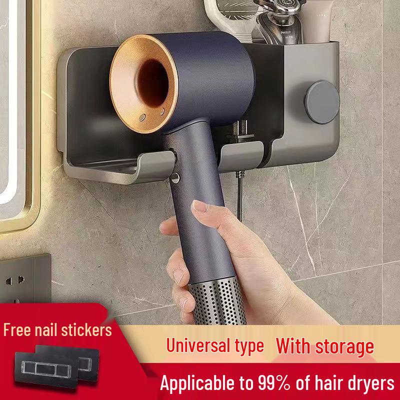 Wandmontierter Haartrockner-Organizer ohne Bohren - Hochbelastbares Badezimmerregal