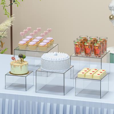 6 Stück Buffet-Erhöher Lebensmittel-Präsentations-Erhöher Würfelbox Nesting-Erhöher Stapelbarer Präsentationsständer mit Hohlraum