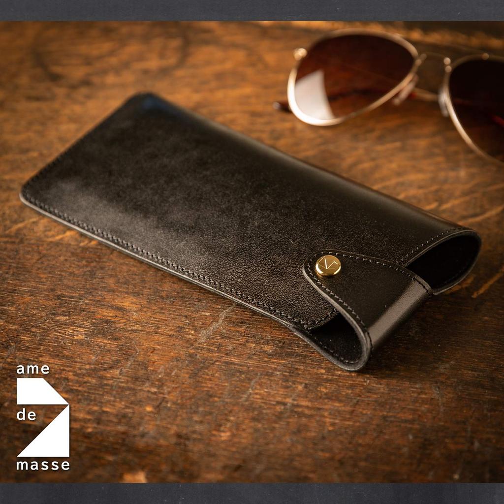 De Glasses Case Tochigi Leather Genuine Leather Made In Japan Glasses Leather Slim Simple Stylish Snap Hook Black [Am Mas] GC-024