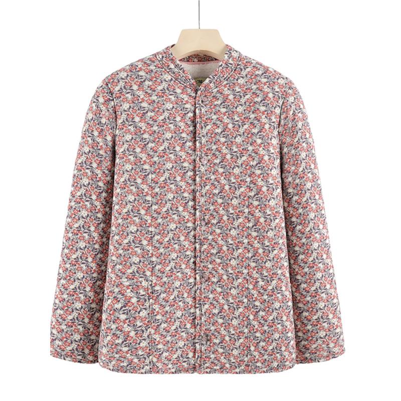 Hřejivý bavlněný kabát s podšívkou ze sametu pro ženy středního a staršího věku: Zimní volná bunda s ochranou pasu z velbloudí vlny