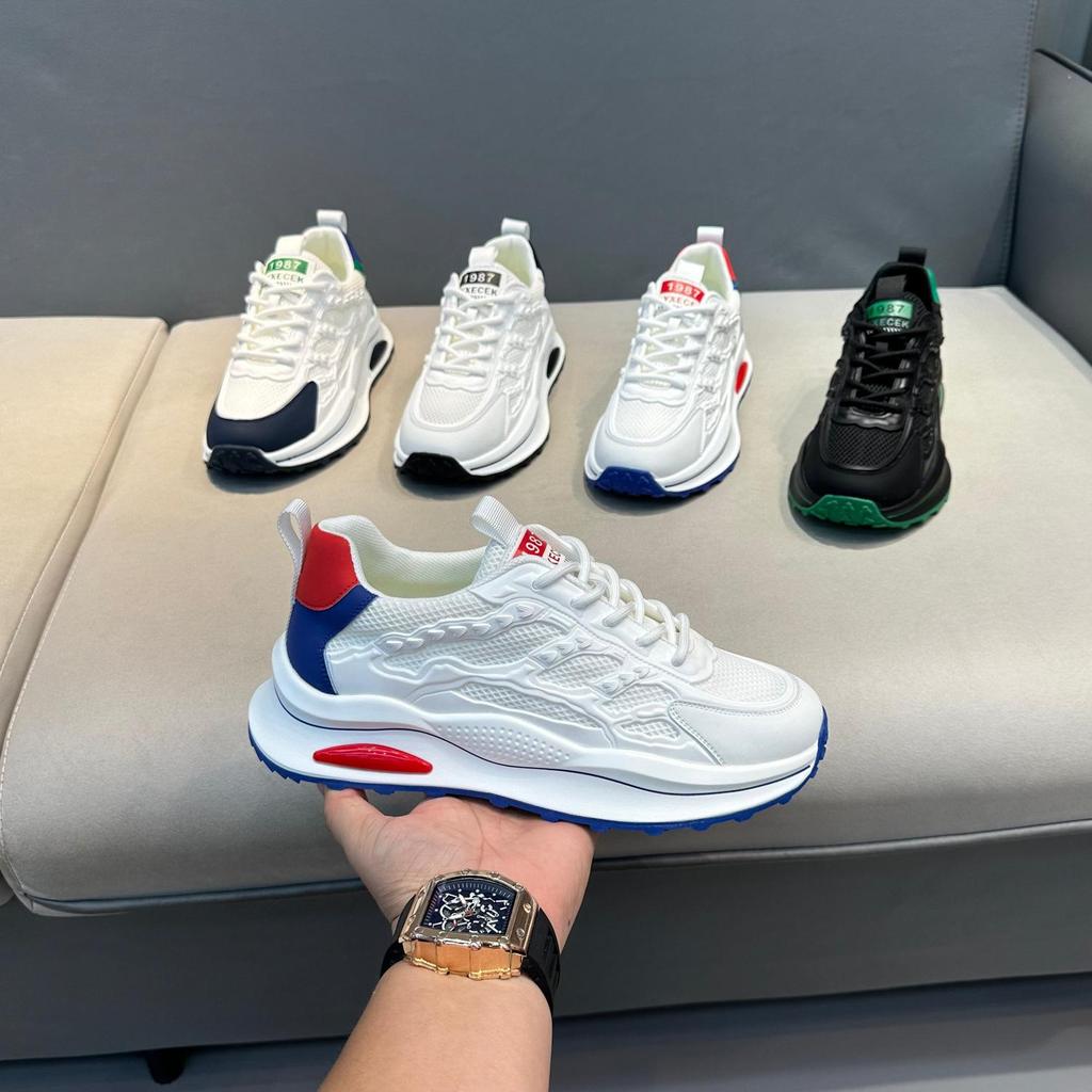 2024 Men's Mesh Breathable Casual White Shoes - Soft Sole, Versatile, Trendy Sports Sneakers