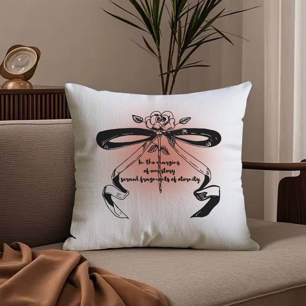 Korean Trendy Bow Pillow Case Anti-dustmite Pillowcase Invisible zipper silky short plush Sofa cushion cover