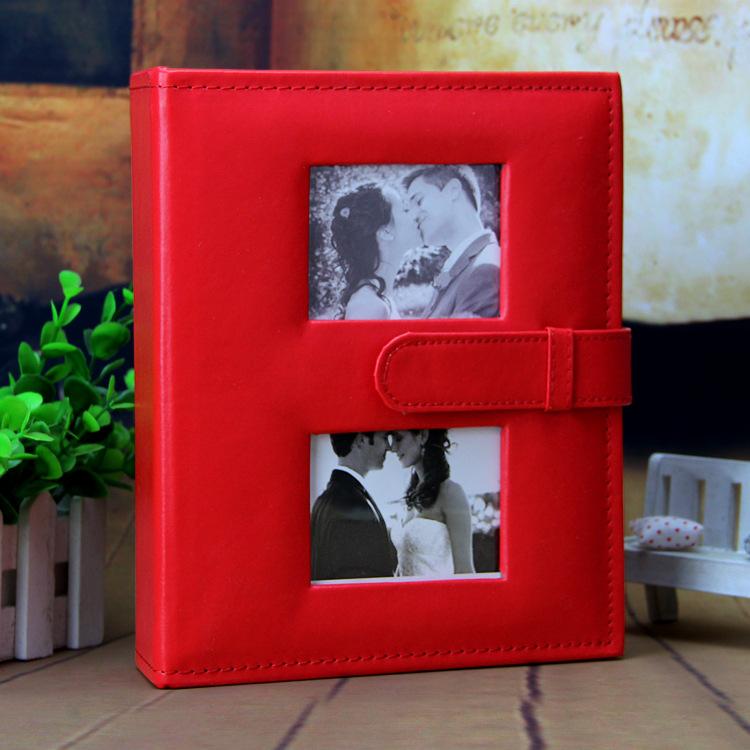 

Holds 4x6 Inch Photo Leather Album with Front Window Memory Album Scrapbook for Holiday College High School Graduate Gift красный