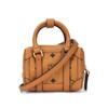 New MCM Fabric With Leather Boston Bag, Pillow Bag, Crossbody Bag, Handbag, Shoulder Bag Mini Women's Brown & Cognac MXZBSBF03CO001