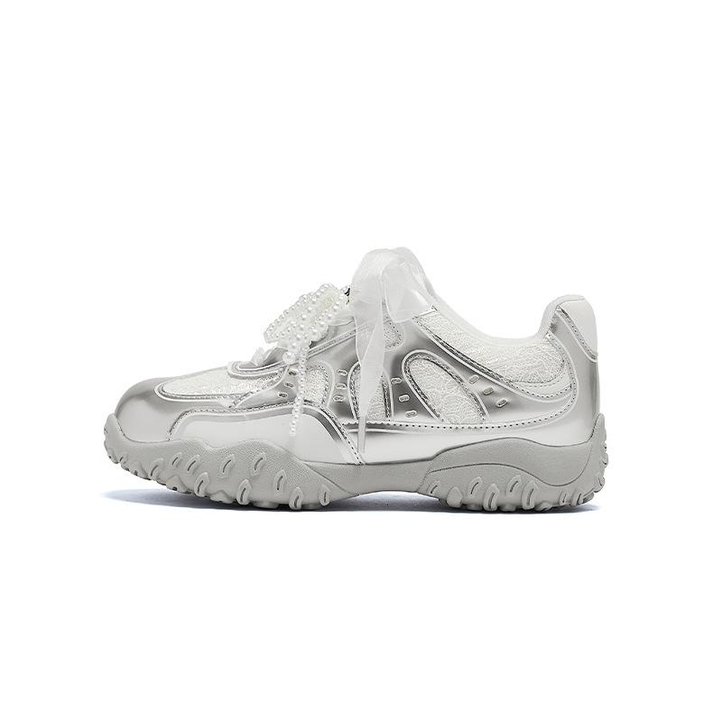 Augustine silver German training shoes women's 2025 new summer platform sports leisure ballet style Forrest Gump white shoes